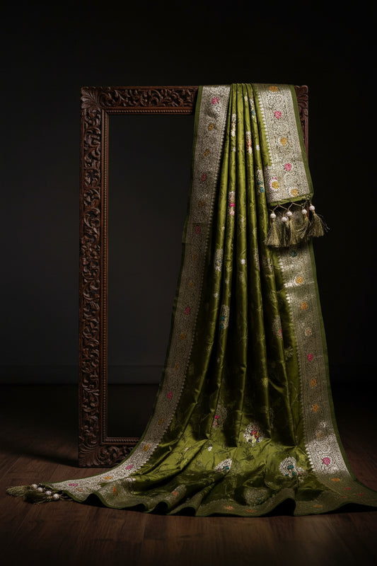 Mehendi Green Soft Silk Saree