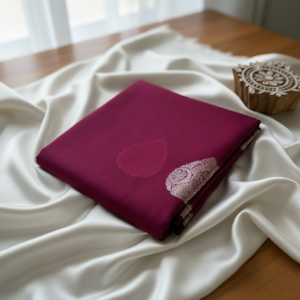 Deep Maroon Soft Silk Saree