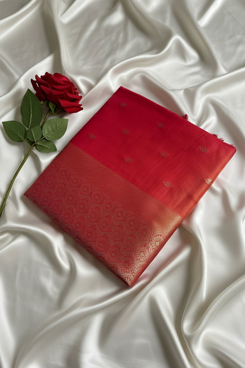 Maroon / Deep Red Pure Banarasi Silk Saree