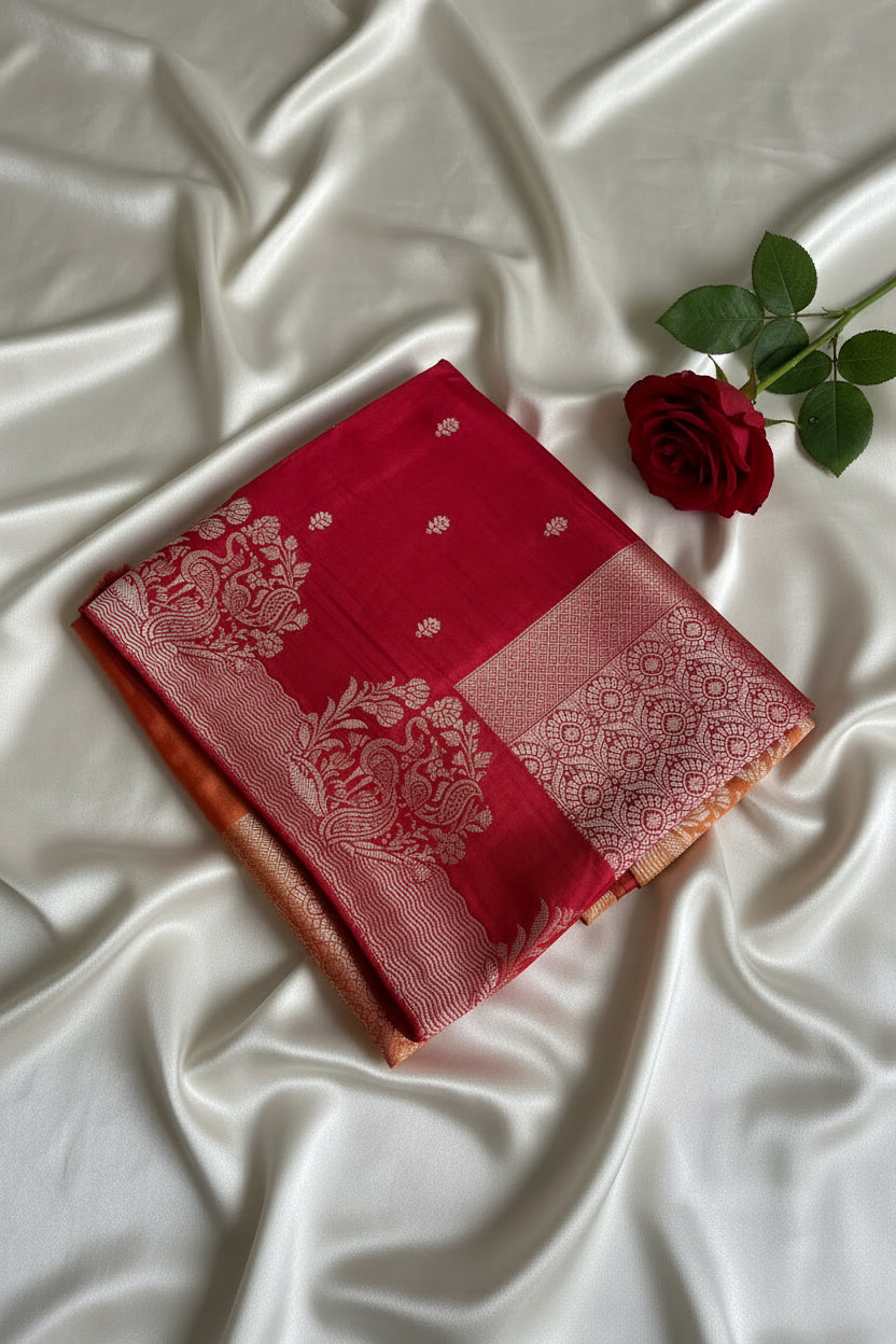 Maroon / Deep Red Pure Banarasi Silk Saree