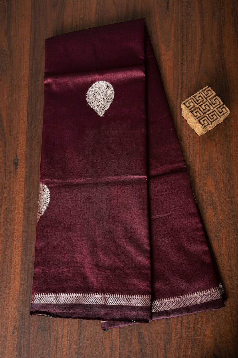 Deep Maroon Soft Silk Saree