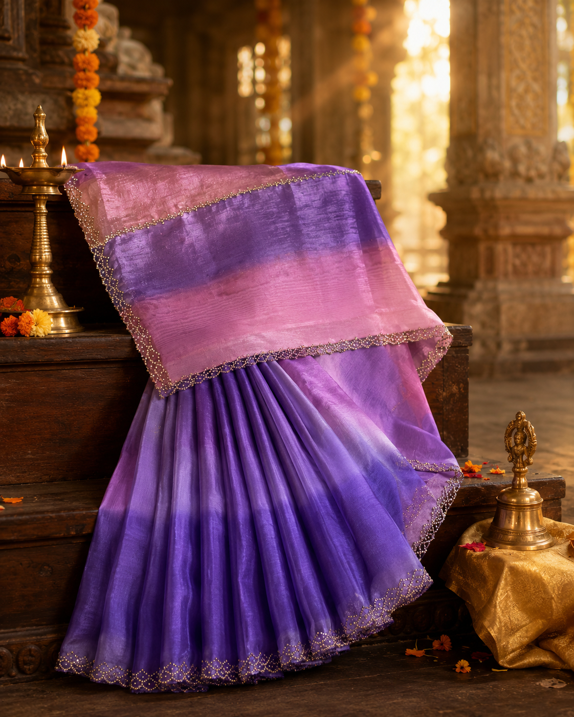 Purple Ombre Tissue saree