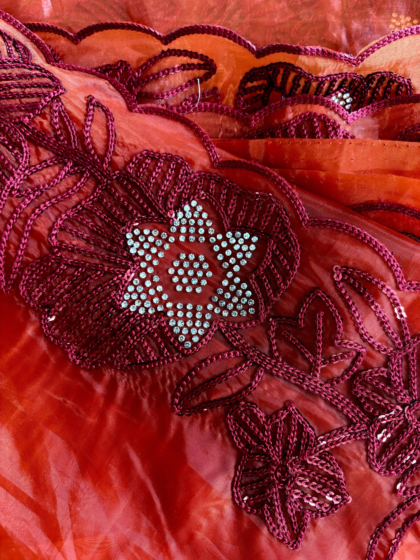 Rust Orange  Pure Tissue Saree